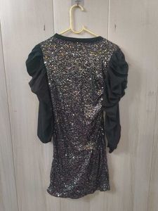 Sparkling Sequin Puff Sleeve Dress