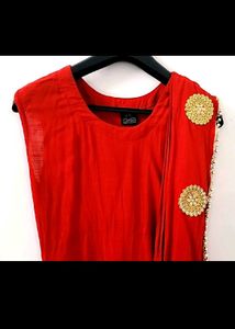 Women's Red Flared Designer Ethnic Kurta | "size 3