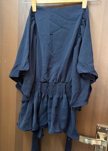Chic Navy Blue Wrap Top