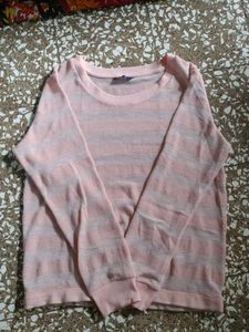 Pink Striped Knit Sweater