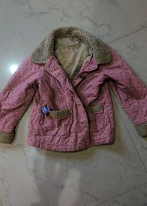 Pink Polka Dot Kids fur Jacket