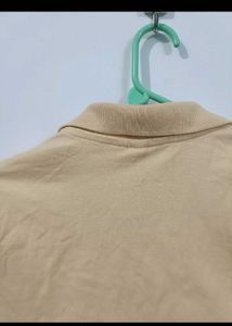 Beige Cropped Polo Top