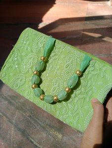 Designer Green Embroidered Clutch Bag