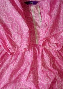 Pretty pink bandhani peplum short kurti 🩷🎀