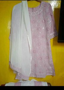 Embroidered Kurta Set with Rasuien palazzo