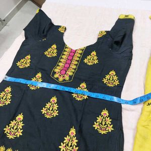 Ethnic Kurta Set - Black &amp; Yellow