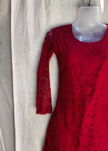 Elegant Red Lace Kurta