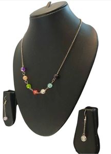 Multi Colour Crackle Glass Beads Necklace