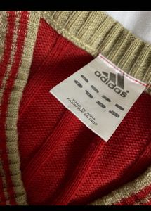 Adidas Vintage Red Knit Vest Sweater