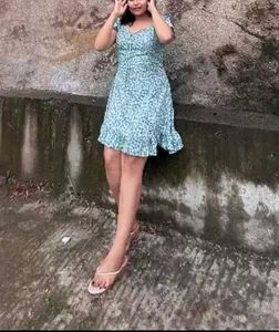 Green Floral Mini Dress