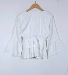 Peplum V Neck Tops(Women's)
