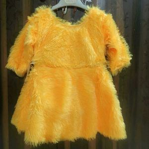 Cute Yellow Faux Fur Bunny Dress