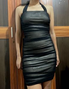 Chic Black Halter Neck Mini Dress