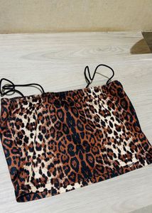 Leopard Print Strappy Crop Top