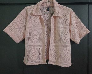 Sheer Lace Button-Up Top