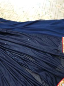 Elegant Navy Blue Embroidered Saree