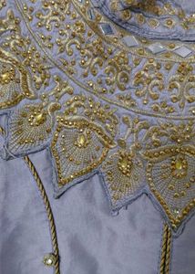 silvery-lavender art silk gown
