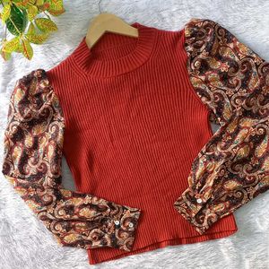 Warm paisley print sweater top (fix price)