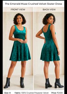 Emerald Crushed Velvet Skater Dress