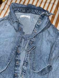 MANGO DENIM TIE SHIRT