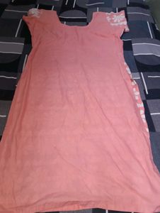 Pink Kurta with White Floral Print