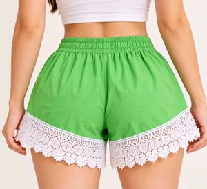 Lime Green Lace Trim Shorts