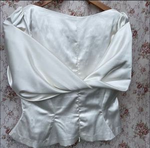 Elegant White Satin Peplum Top