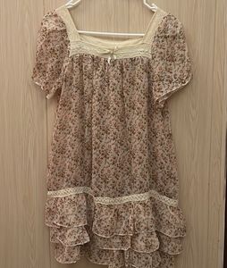 Sheer floral Chiffon Tiered Ruffle Dress