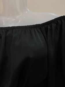 Chic Off-Shoulder Black Satin Top