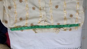 MEN KURTHA 46 CMS CREAM FLORAL WITH BEAUTIFUL EMBROIDERY WORK NEW ONE WITHOUT TAG TOP CONDITION
