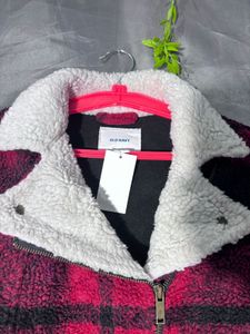 OLD NAVY Cozy Plaid Fleece Moto Jacket