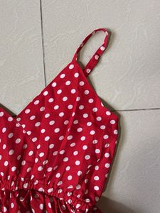 Chic Red Polka Dot Tiered Mini Dress