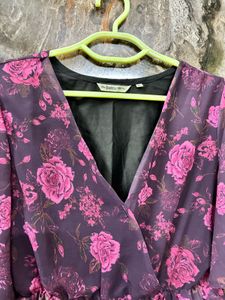 Purple Floral Tiered Dress