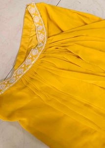 Brand New Yellow Embellished Indo western