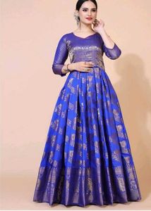 Elegant Blue & Gold Ethnic Gown