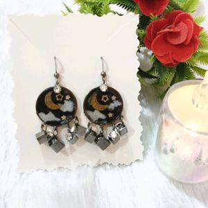 Celestial Moon & Star Dangle Earrings