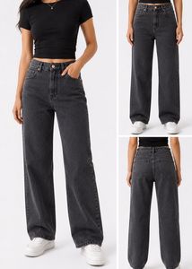 H&amp;M Grey Wash Wide Leg Jeans