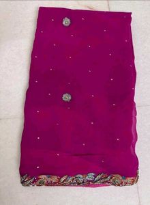 Beautiful Magenta Saree with Embellishments