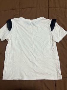 Zara White Tee with Black Ruffles