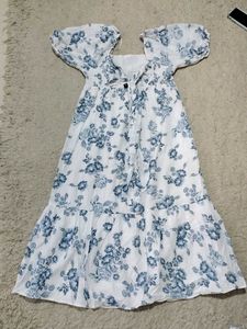 Floral Print Puff Sleeve Maxi Dress