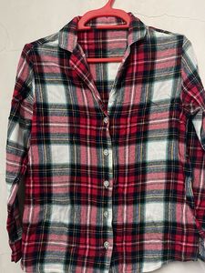 Red Plaid Button-Up Shirt