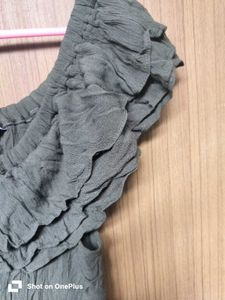 Olive Green Ruffled Maxi Dress