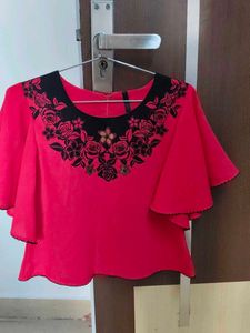 Red top with Black Skirt (Stretchable)
