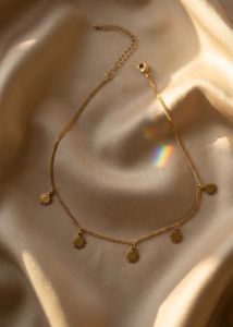 Anti tarnish Gold Sun Charm Choker Necklace