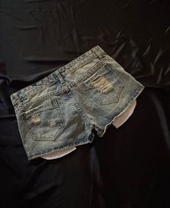 Sparkly Distressed Denim Shorts