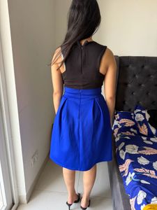 Vibrant Blue Pleated Skirt