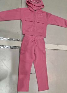 Girls Pink Hooded Tracksuit set
