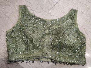 Elegant Green Embroidered Skirt