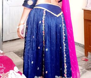 Beautiful Blue Lehnga With Embroidery And Stone Wo
