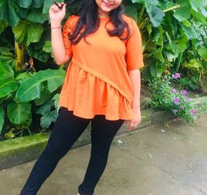 Orange Crepe Top
